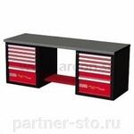 U05192012 USAG 519 RD2 H2 Верстак двухтумбовый высокий, столешница из стали, красно-черный