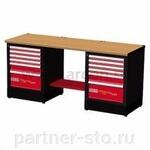 U05192011 USAG 519 RD1 H2 Верстак двухтумбовый высокий, столешница из дерева, красно-черный