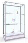Витрина из профиля с подиумом (cтенка стекло) цвет белый 150x90x40см (арт.vs201sw)
