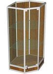 Витрина орех из профиля угловая (cтенка дсп) 150x61x61см (арт.vs203dр)
