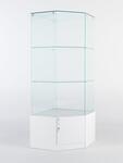 Витрина стеклянная quot;истраquot; угловая №115 пятигранная (без дверки, задние стенки - стекло), Белый
