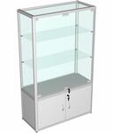 Витрина из алюминиевого профиля серая cтенка стекло 150x90x40см