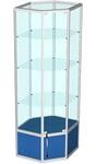 Витрина из профиля угловая (cтенка стекло) цвет синий 200x61x61см (арт.vs253sb)