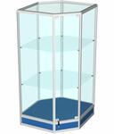Витрина из профиля угловая (cтенка стекло) цвет синий 150x74x50см (арт.vs303sb)