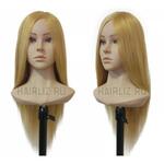 Учебный манекен-голова с плечами 100% натуральные волосы 55см MX015N