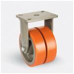 Неповоротные большегрузные колесные опоры со сдвоенными колесами и платформенным креплением EJ02 VBP 200 Неповоротные большегрузные колесные опоры со сдвоенными колесами и платформенным креплением EJ02 VBP 200