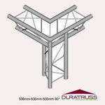Dura Truss DT 23-С33LD Узел стыковочный 3-х лучевой, 90гр, алюминиевый, сечение 220х220мм, длина сторон 50см. Труба 35х2. Вес 3,2кг
