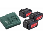 Набор аккумуляторов и зарядное устройство METABO 18V Basic-Set 4,0 3х4.0 Ач