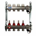 Коллектор из н/ж стали с расходомерами, с клапаном вып. воздуха и сливом на 5 выходов Stout Коллектор из н/ж стали с расходомерами, с клапаном вып. воздуха и сливом на 5 выходов Stout