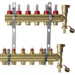 Комплект коллекторов Danfoss FHF-6F set с расходомерами кронштейнами и воздухоотводчиками 6 контуров