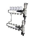 Коллекторный блок Valtec 1quot; x 3/4quot;, quot;евроконусquot; с термостатическими клапанами на 8 контуров