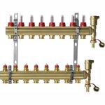 Комплект коллекторов Danfoss FHF-8F set с расходомерами кронштейнами и воздухоотводчиками 8 контуров