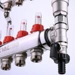 Valtec Коллекторный блок из нержавеющей стали с регулировочными клапанами и расходомерами 1quot;, 9 x 3/4quot;, «ев VTc.589.EMNX.0609