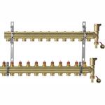 Комплект коллекторов Danfoss FHF-11 set с кронштейнами и воздухоотводчиками 11 контуров