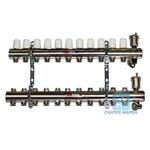Коллекторный блок с регуловочными и ручными запорными клапанами Valtec на 11 контуров