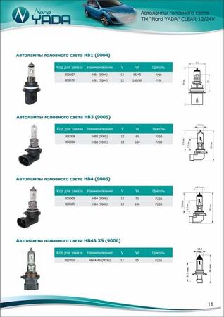 Автолампа головного света 12V Nord YADA