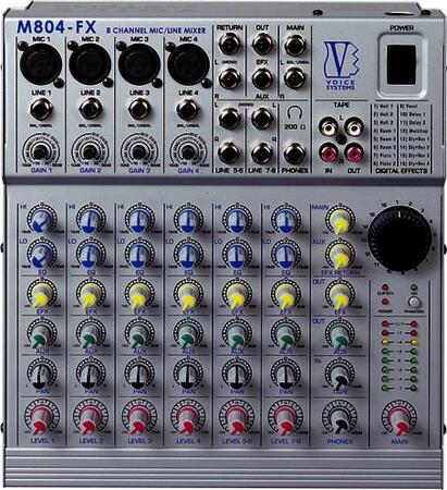Микшер Voice Systems M 804 FX с процессором эффектов, Микшер с процессором эффектов, Микшеры Voice Systems M 804 FX