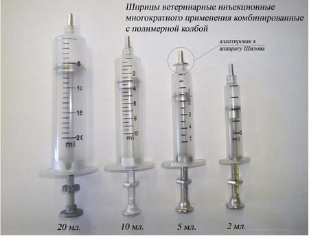 Шприцы ветеринарные с полимерной колбой