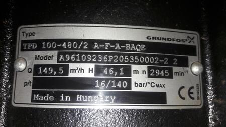 Продам насос типа ин-лайн GRUNDFOS TPD 100-480/2 A-F-A-BAQE  недорого.