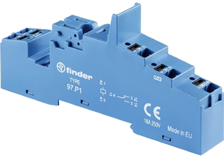 Розетка на DIN-рейку с винтовыми клеммами Finder 97.P2