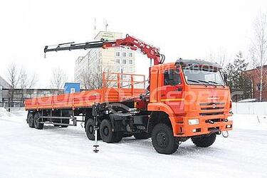 Гидроманипулятор Чайка-Amco Veba 817 4s на базе седельного тягача КАМАЗ-65225 с полуприцепом