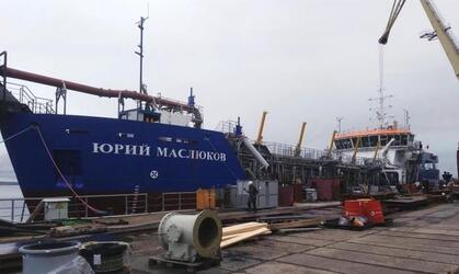 Новейший земснаряд «Юрий Маслюков» прибыл в Санкт-Петербург