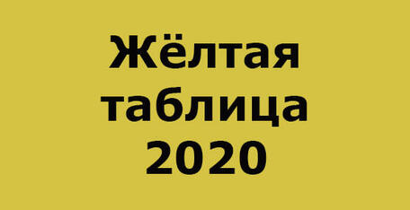 Желтая таблица 2020