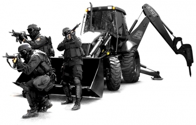 Экскаватор-погрузчик JCB для спецназа