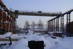 Каркас склада, эстакада с мостовым краном