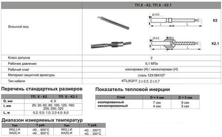 Термопара (преобразователь термоэлектрический) Рэлсиб ТП.Х-К2, ТП.Х-К2.1